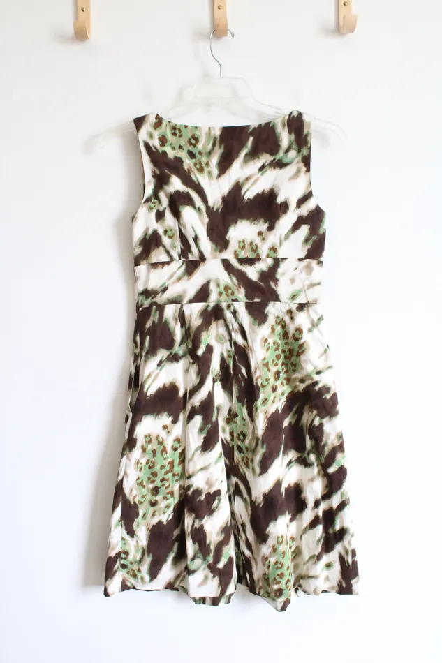 Banana Republic Brown Green Tan Patterned Dress 4 Banana Republic Earrings