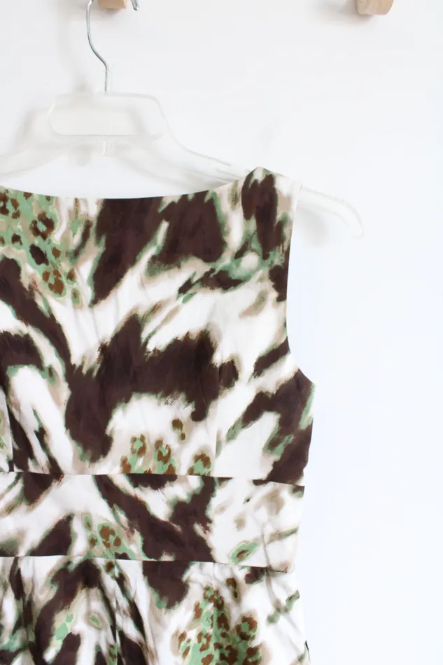 Banana Republic Brown Green Tan Patterned Dress 4 Banana Republic Earrings
