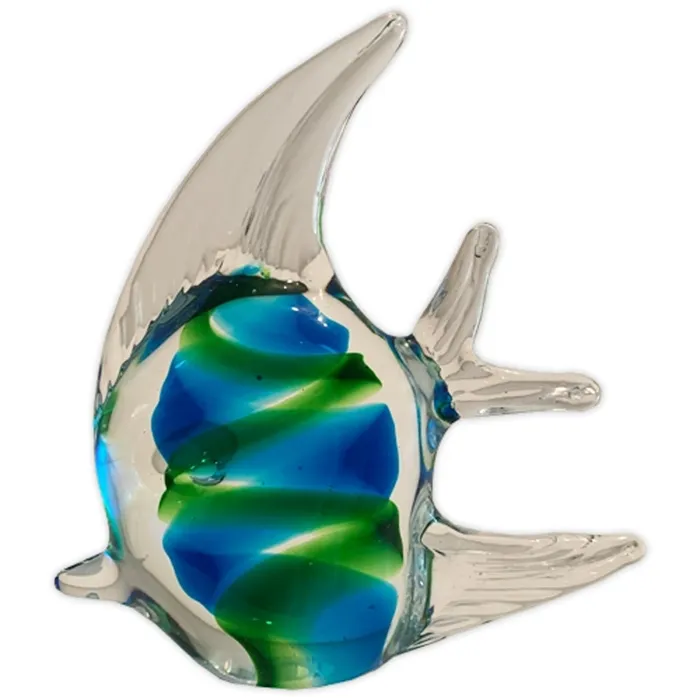 BARRYOWEN Rings Tropical Fish Glass Figurine Blue Green