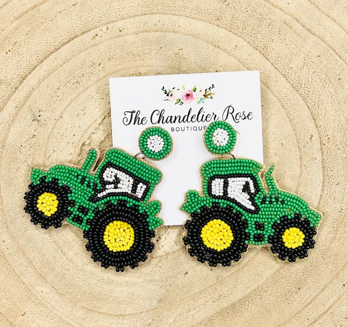 BEADED TRACTOR EARRINGS The Chandelier Rose Boutique Earrings