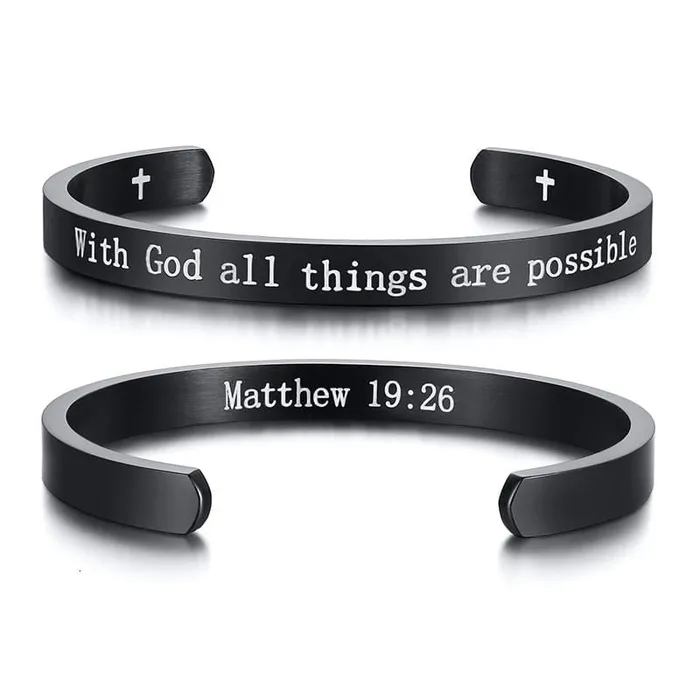 Bible Verse Bracelet br Matthew 1926 Cuff Lords Guidance Bracelets
