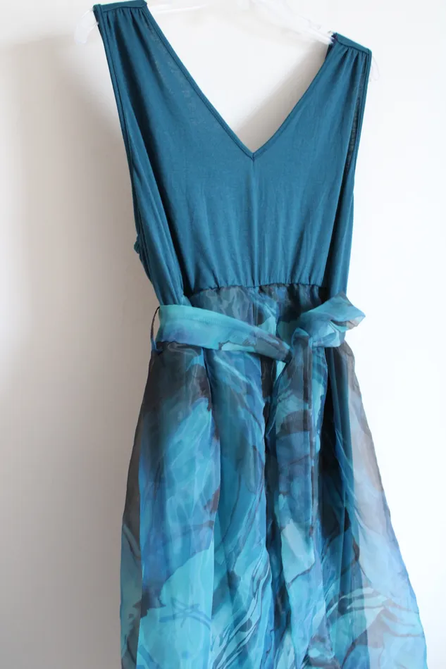 Bloomchic Bloomchic Blue Floral Chiffon Dress 1820 Rings