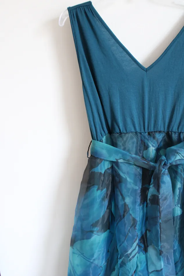 Bloomchic Bloomchic Blue Floral Chiffon Dress 1820 Rings