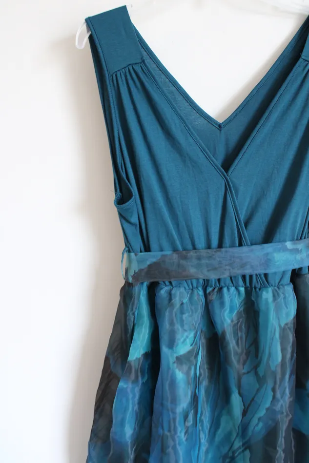 Bloomchic Bloomchic Blue Floral Chiffon Dress 1820 Rings