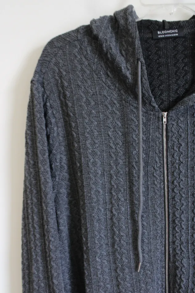 Bloomchic Earrings Bloomchic Full Zip Gray Sweater XXL