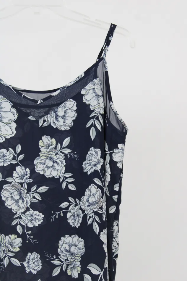 Blue Floral Tank Top XL Jubilee Thrift Rings