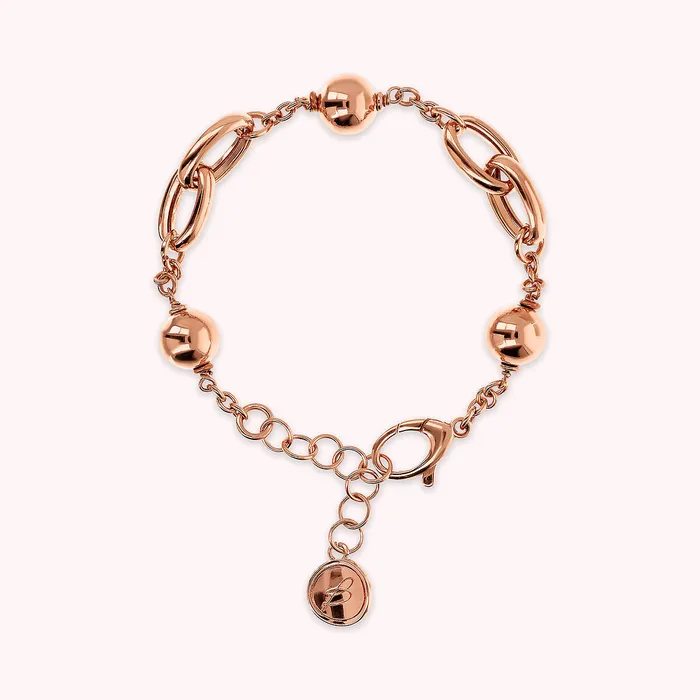 Bracciale con Maglie Ovali Intrecciate e Bead Lucide Bronzallure Earrings