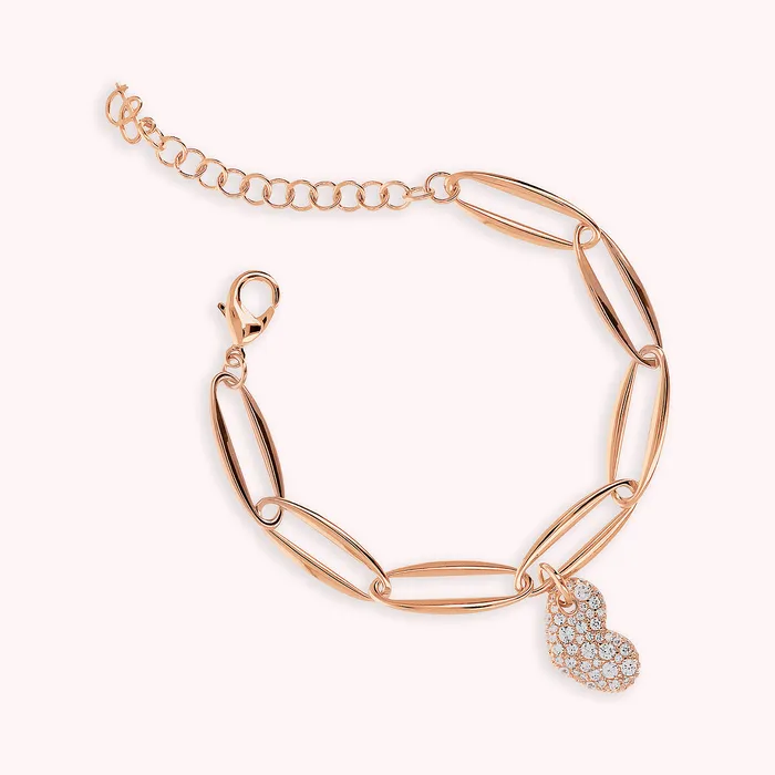 Bracciale Maglie Marquise e Cuore in Pav di Cubic Zirconia Bronzallure Earrings Bracciale Maglie Marquise e Cuore in Pav di Cubic Zirconia Bronzallure Earrings