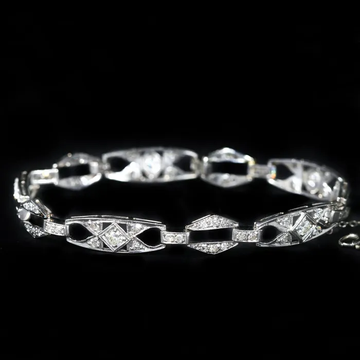 Bracelets Art Deco Platinum 160 CTW Diamond Bracelet Dover Jewelry Diamonds