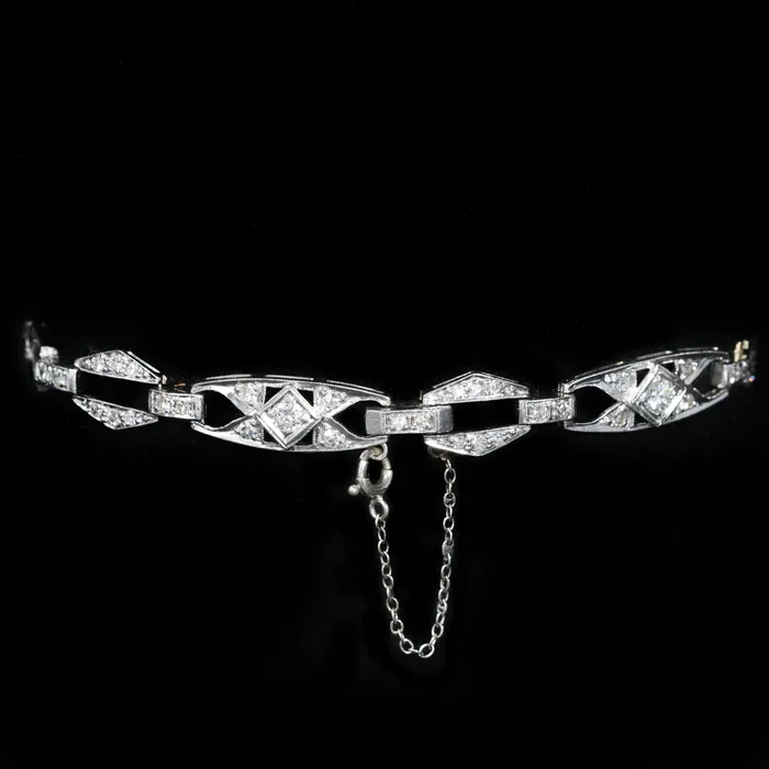 Bracelets Art Deco Platinum 160 CTW Diamond Bracelet Dover Jewelry Diamonds