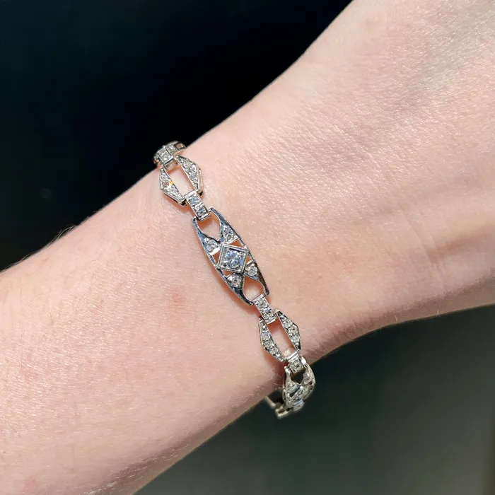 Bracelets Art Deco Platinum 160 CTW Diamond Bracelet Dover Jewelry Diamonds