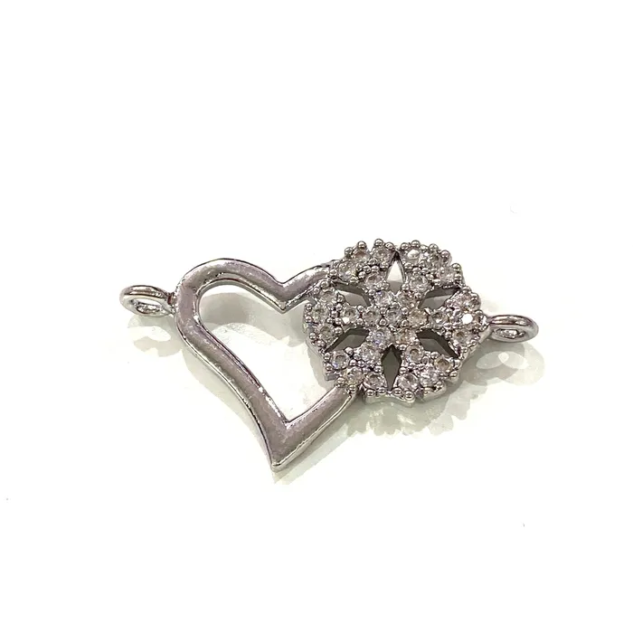 Bracelets HeartSnowflake Double Loop Silver Plated Charms Bracelet Charms Connector Charms Peppy Beads Bracelets HeartSnowflake Double Loop Silver Plated Charms Bracelet Charms Connector Charms Peppy Beads