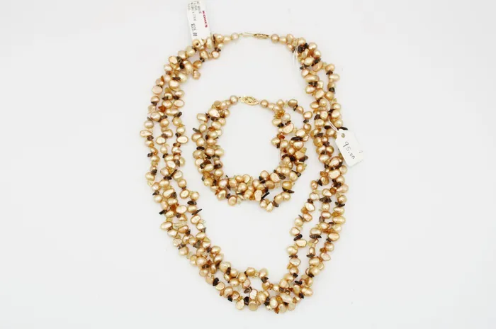 Bracelets Jubilee Thrift NEW Genuine Baroque Pearl Topaz Citrine 14KT Gold Necklace Bracelet