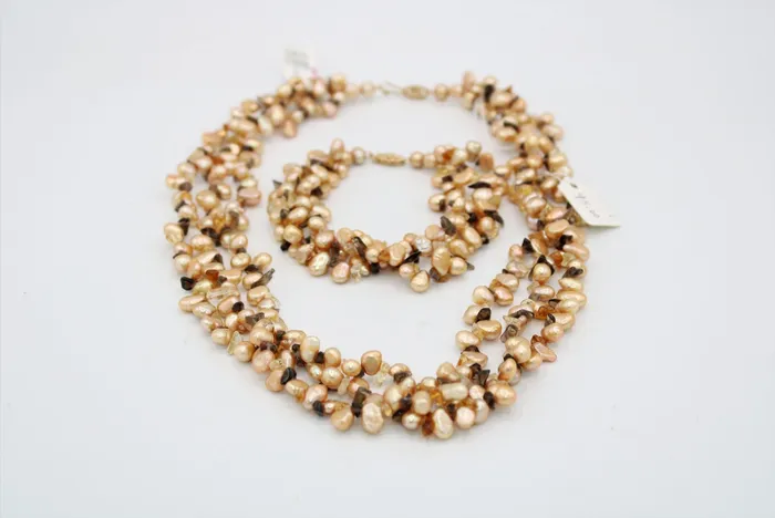 Bracelets Jubilee Thrift NEW Genuine Baroque Pearl Topaz Citrine 14KT Gold Necklace Bracelet