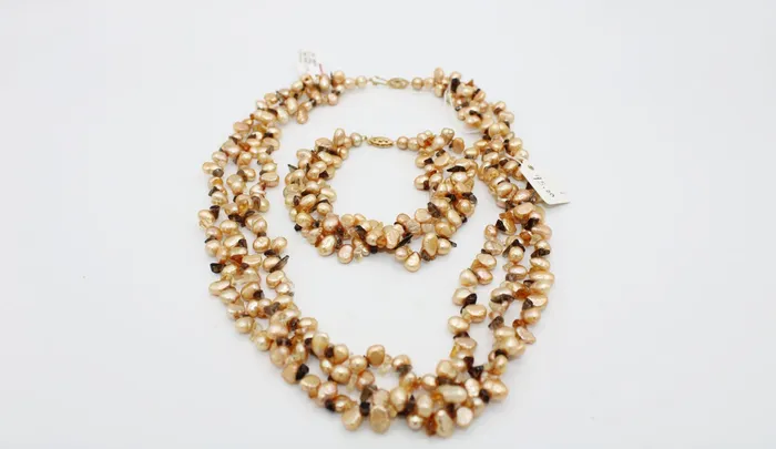 Bracelets Jubilee Thrift NEW Genuine Baroque Pearl Topaz Citrine 14KT Gold Necklace Bracelet
