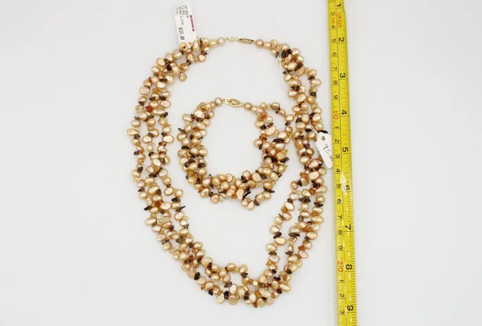 Bracelets Jubilee Thrift NEW Genuine Baroque Pearl Topaz Citrine 14KT Gold Necklace Bracelet