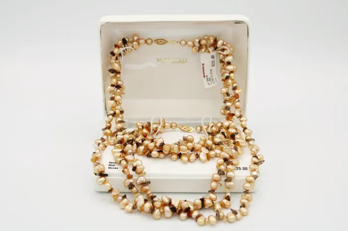Bracelets Jubilee Thrift NEW Genuine Baroque Pearl Topaz Citrine 14KT Gold Necklace Bracelet