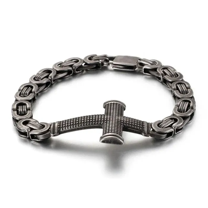 Bracelets Lords Guidance Mens Cross Bracelet br Vintage Cross Link Chain