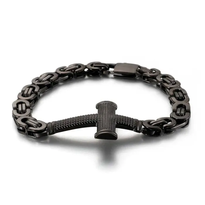 Bracelets Lords Guidance Mens Cross Bracelet br Vintage Cross Link Chain