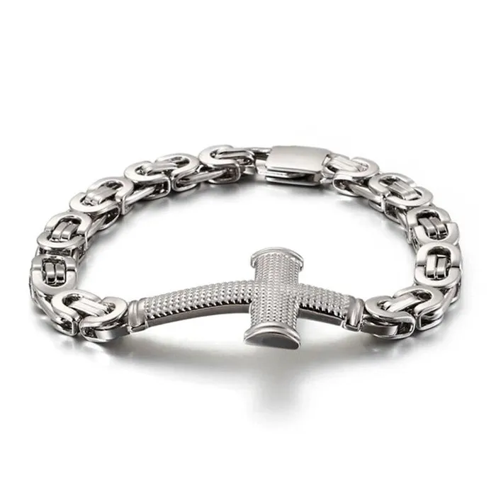 Bracelets Lords Guidance Mens Cross Bracelet br Vintage Cross Link Chain