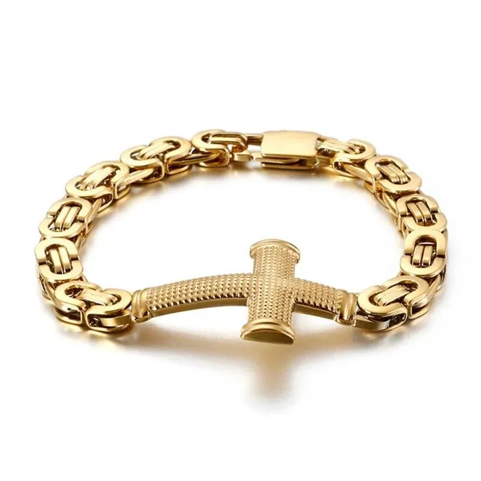 Bracelets Lords Guidance Mens Cross Bracelet br Vintage Cross Link Chain