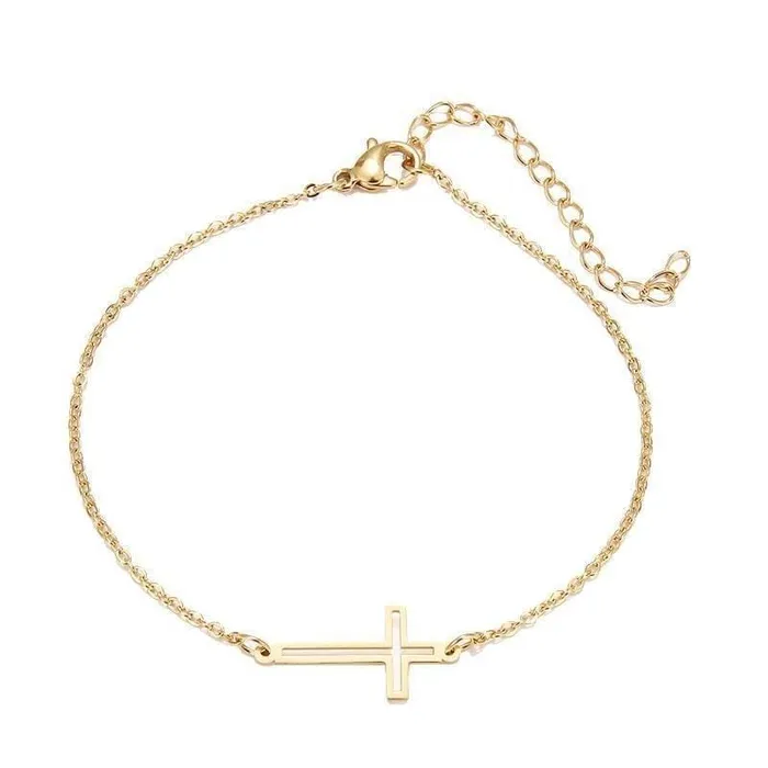Bracelets Lords Guidance Womens Cross Bracelet br Small Sideways Cross