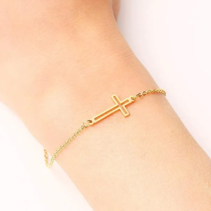Bracelets Lords Guidance Womens Cross Bracelet br Small Sideways Cross