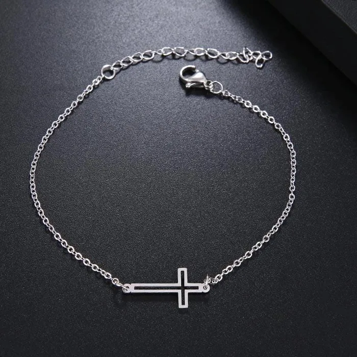 Bracelets Lords Guidance Womens Cross Bracelet br Small Sideways Cross