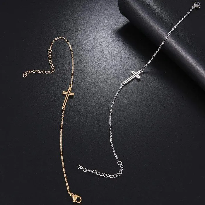 Bracelets Lords Guidance Womens Cross Bracelet br Small Sideways Cross