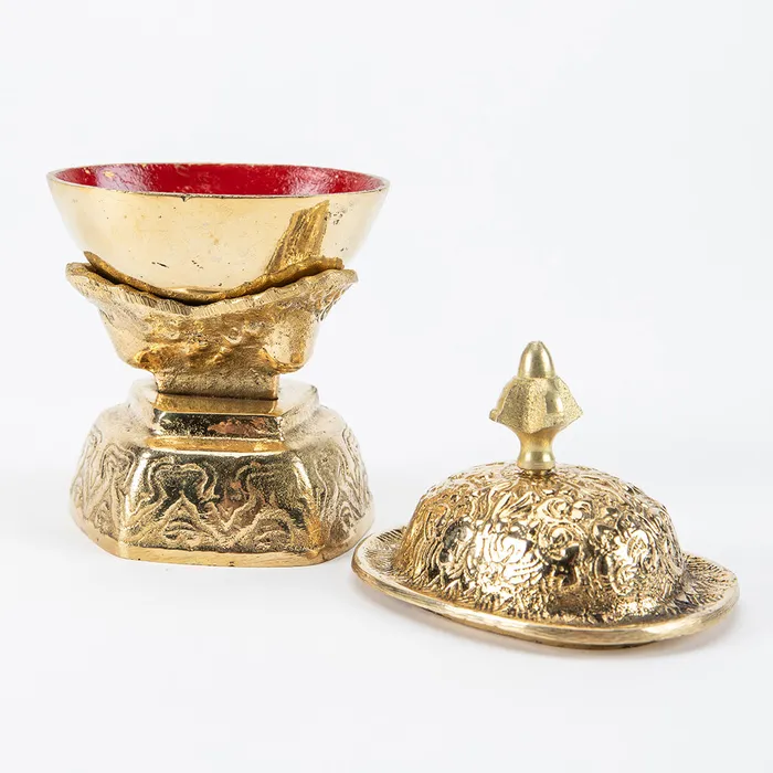 Brass Tibetan Kapala Bowl Nirvana Mala Earrings
