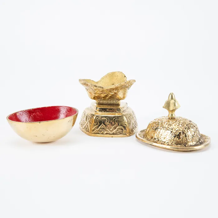 Brass Tibetan Kapala Bowl Nirvana Mala Earrings