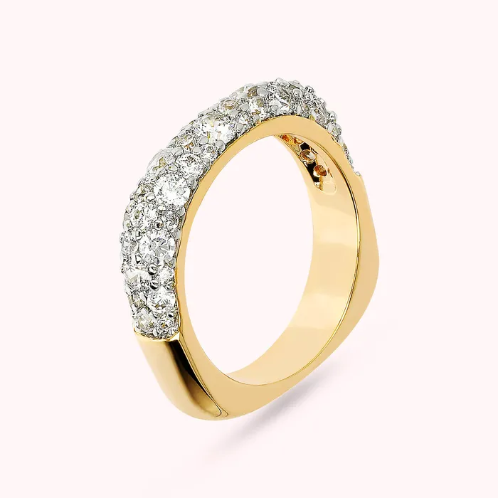 Bronzallure Anello Riviera Golden con Pav in Cubic Zirconia Earrings