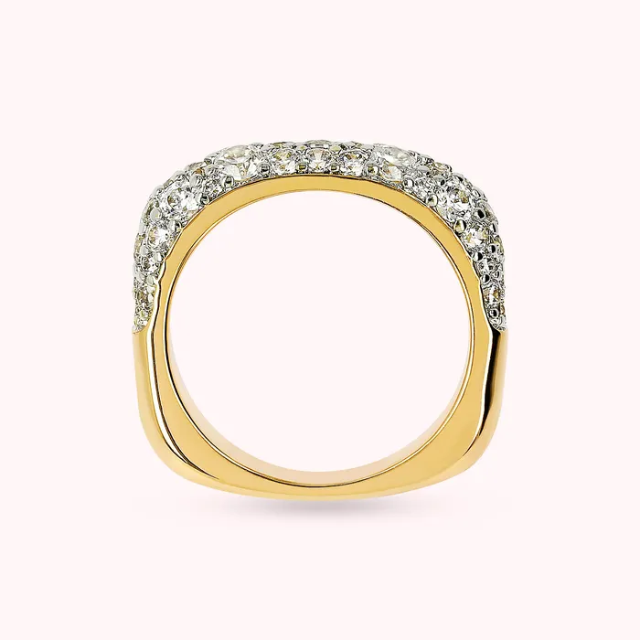 Bronzallure Anello Riviera Golden con Pav in Cubic Zirconia Earrings