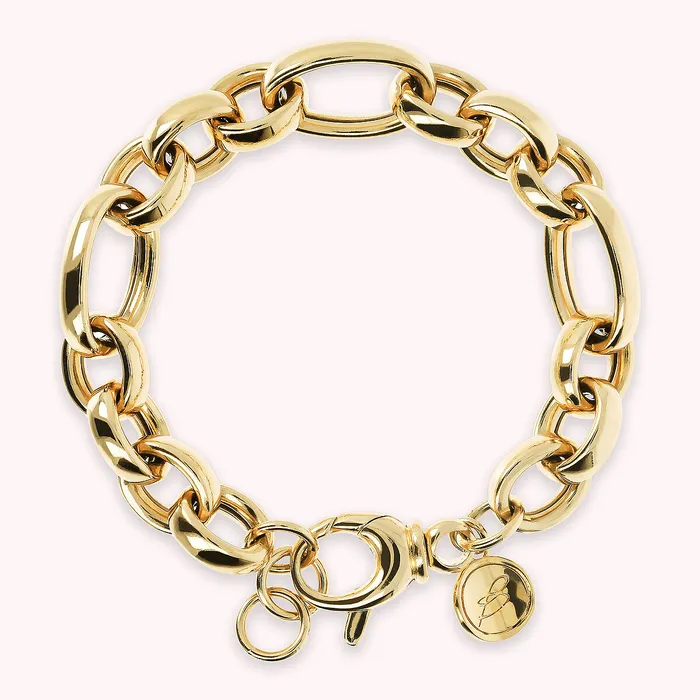 Bronzallure Bracciale Golden Catena Rolo Alternata Maxi Maglie Earrings