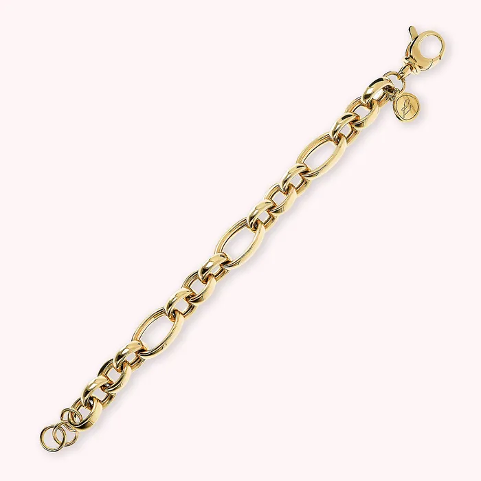 Bronzallure Bracciale Golden Catena Rolo Alternata Maxi Maglie Earrings