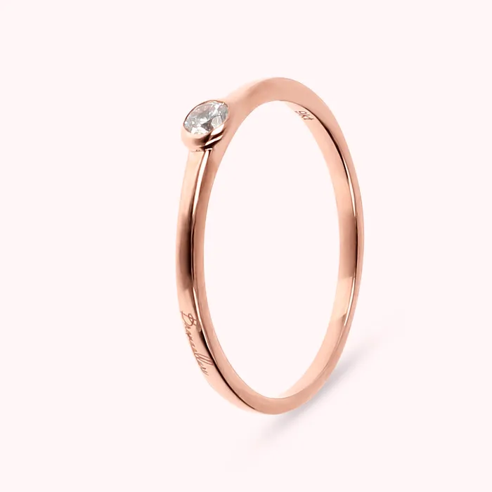 Bronzallure Earrings Anello Solitario in Oro Rosa 375 con Punto Luce in Diamante 005Ct Bronzallure Earrings Anello Solitario in Oro Rosa 375 con Punto Luce in Diamante 005Ct