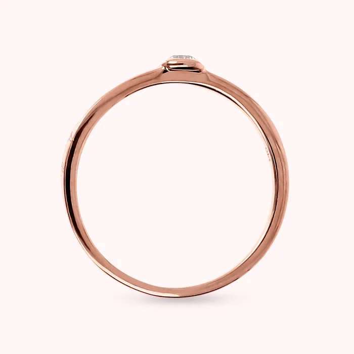 Bronzallure Earrings Anello Solitario in Oro Rosa 375 con Punto Luce in Diamante 005Ct