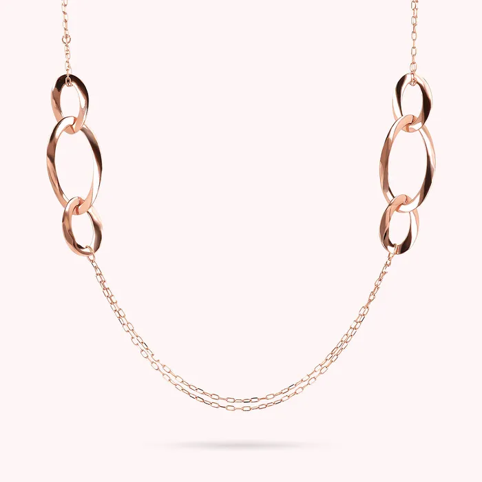 Bronzallure Earrings Collana Lunga con Station di Elementi Ovali Golden Ros