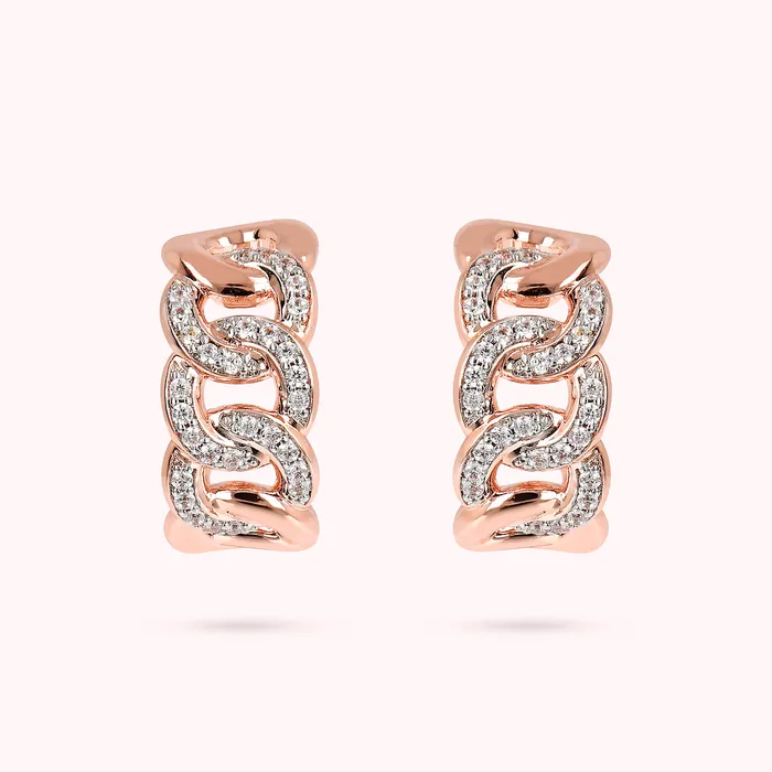 Bronzallure Earrings Orecchini a Cerchio con Catena Grumetta in Cubic Zirconia