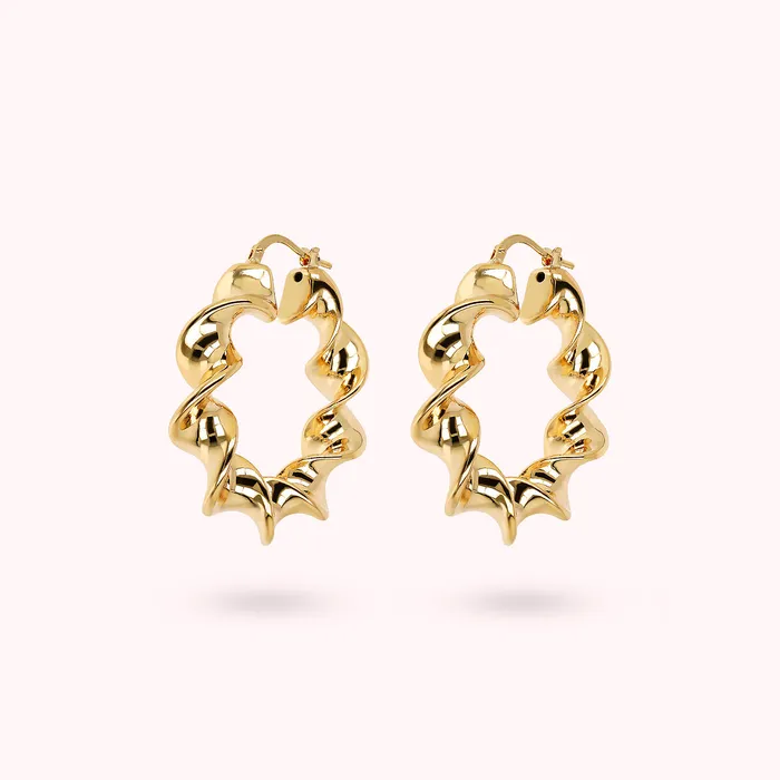 Bronzallure Earrings Orecchini a Cerchio Golden Ritorti