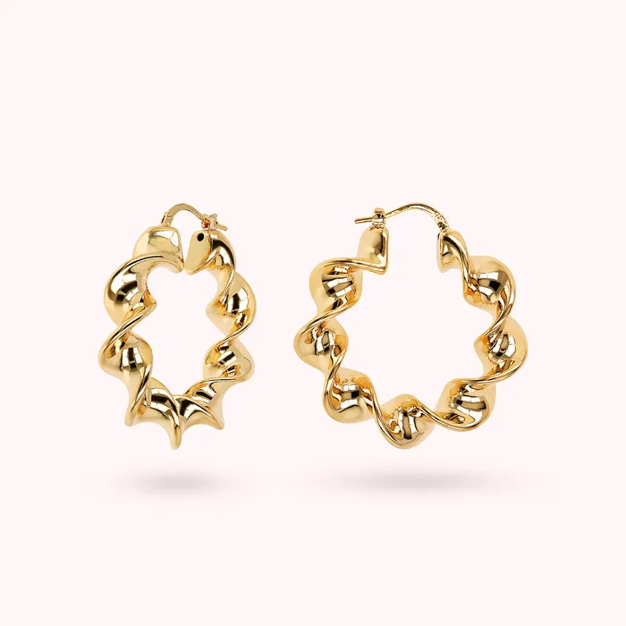 Bronzallure Earrings Orecchini a Cerchio Golden Ritorti