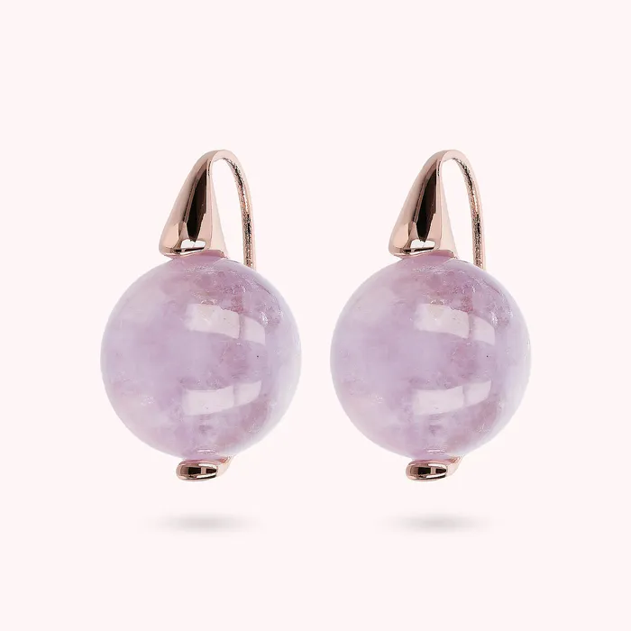 Bronzallure Earrings Orecchini Pendenti con Sfera in Pietra Naturale