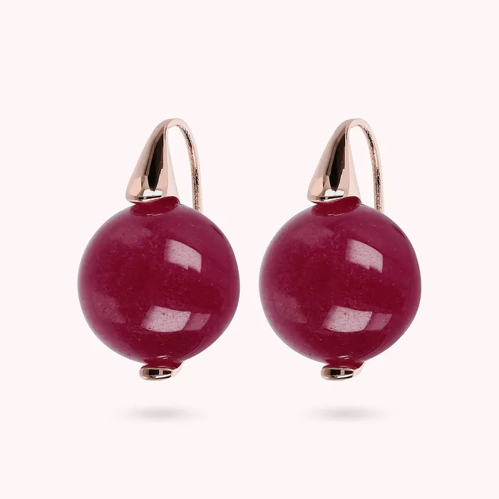 Bronzallure Earrings Orecchini Pendenti con Sfera in Pietra Naturale