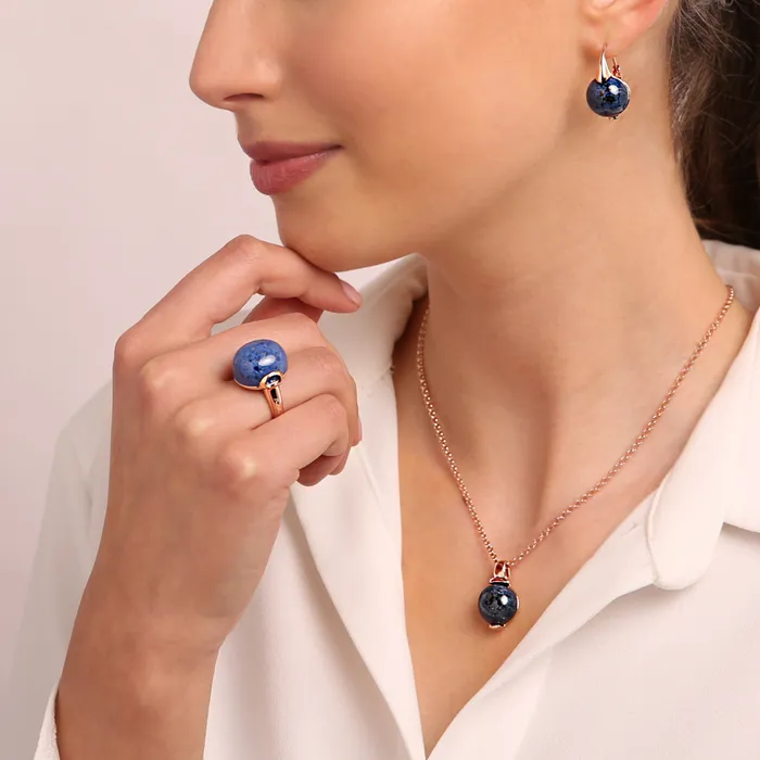 Bronzallure Earrings Orecchini Pendenti con Sfera in Pietra Naturale