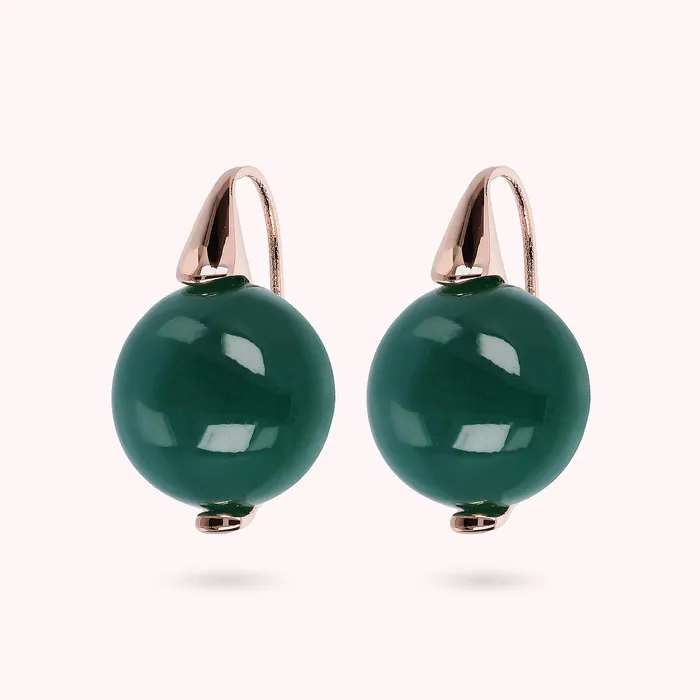 Bronzallure Earrings Orecchini Pendenti con Sfera in Pietra Naturale