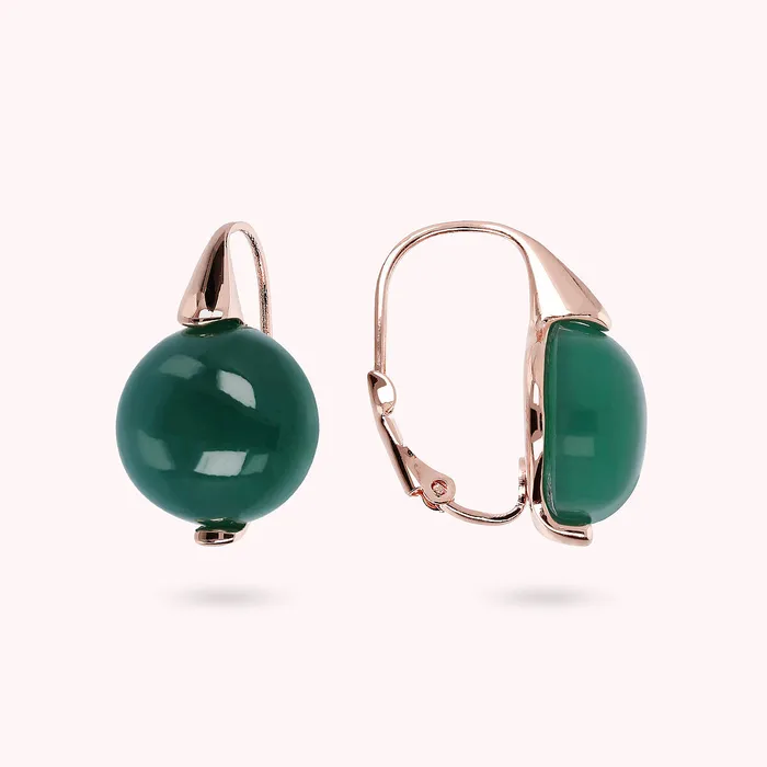 Bronzallure Earrings Orecchini Pendenti con Sfera in Pietra Naturale