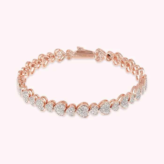 Bronzallure Necklaces Bracciale Tennis con Cuori Pav in Cubic Zirconia
