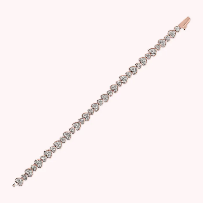 Bronzallure Necklaces Bracciale Tennis con Cuori Pav in Cubic Zirconia