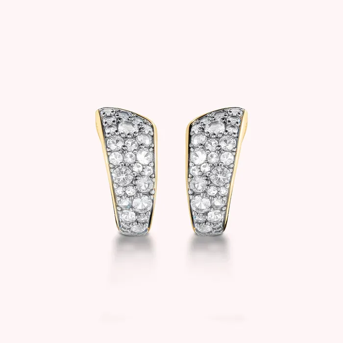 Bronzallure Orecchini a Lobo Golden Graduati in Pav di Cubic Zirconia Earrings Bronzallure Orecchini a Lobo Golden Graduati in Pav di Cubic Zirconia Earrings