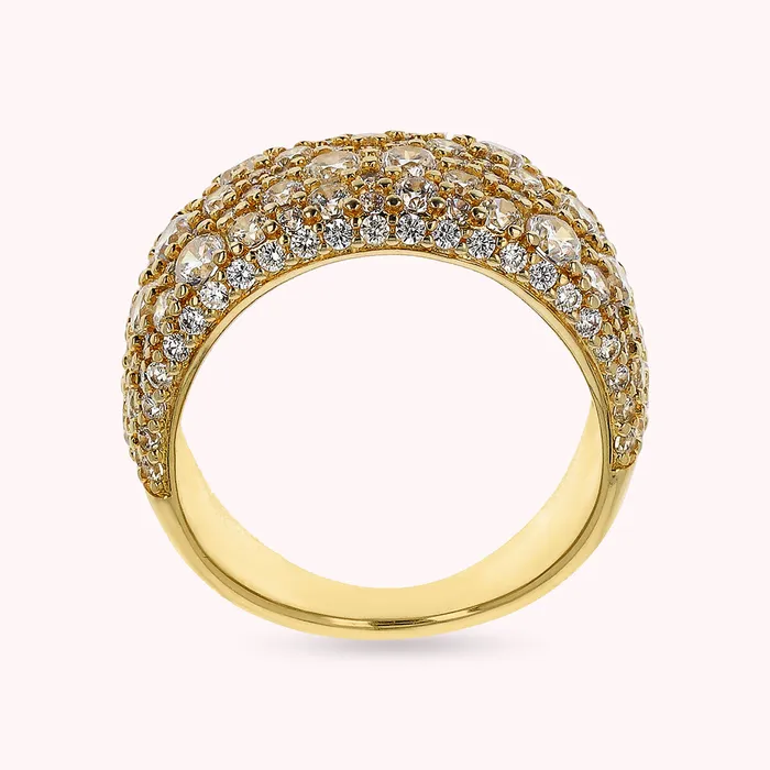 Bronzallure Rings Anello a Fascia Graduato Golden con Pav di Cubic Zirconia